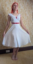 Polka Dot Swing Dress size 6 S - Stop Staring USA NEW White Dress Wedding Party