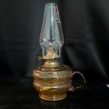 Vintage Amber Glass Kerosene Oil Lamp Elephant Brand Chimney