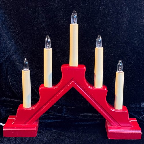 Vtg red wooden light - red, 5