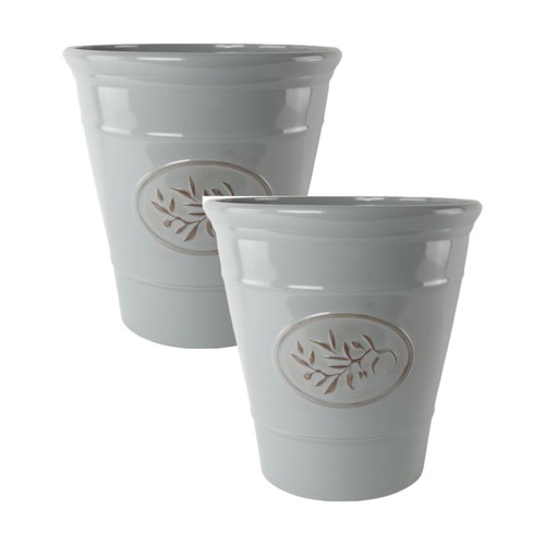 2pc olive grey plastic - grey, plant