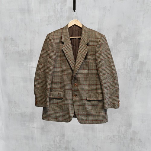 Browngreen wool check blazer - browngreen,