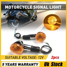 2x Universal Motorcycle Motorbike Turn Signal Indicators Light Lamp Amber UK