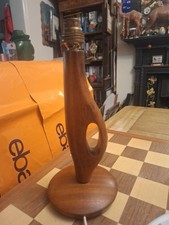 Vintage Mid Century Teak Wooden Danish Inspired Table Desk Lamp 28cm