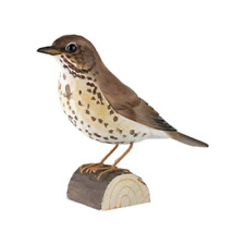 Wildlife Garden  Carved Wood Figure Bird  Song Thrush