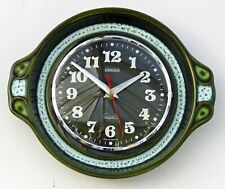 Vintage 26cm Ankra Wall Clock - Ceramic Retro Mid Century Green Fat Lava German