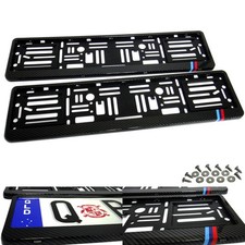 2x Carbon Fibre Hydrographic UK Euro Number Plate Surround Holder Frame For BMW