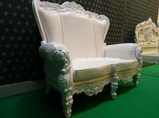 BESPOKE faux leather Sofa with Coffe Table ...... Hand Carved from mahogany wood