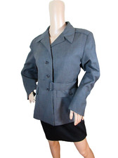 Vintage 1980s Danish Civil Defence blazer jacket grey military coat army type B