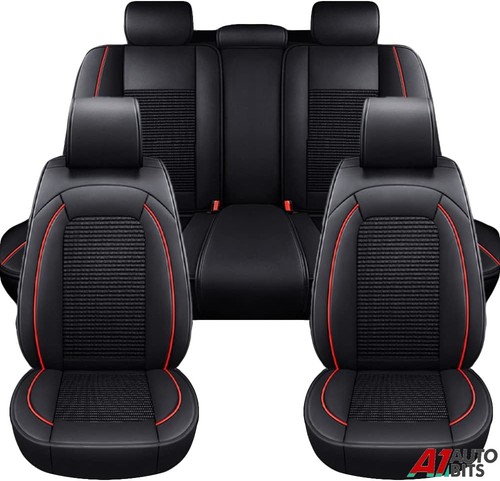 Black red leather fabric - black,