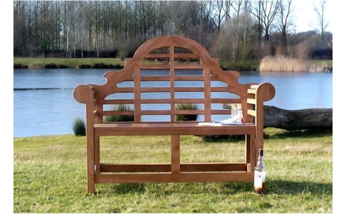 Lutyens teak wood garden bench - teak,