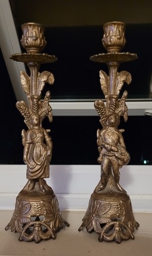 Pair vintage figural - of, brass
