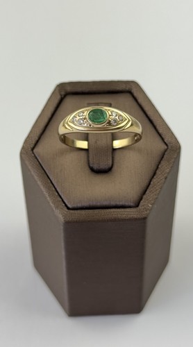 Emerald and diamond 9ct - and,