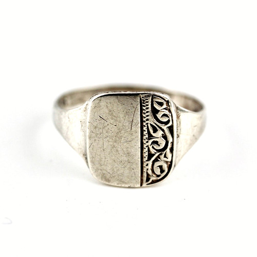 Men vintage silver engraved - vintage,