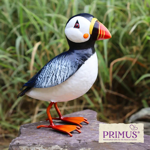 Puffin metal garden ornament - metal,