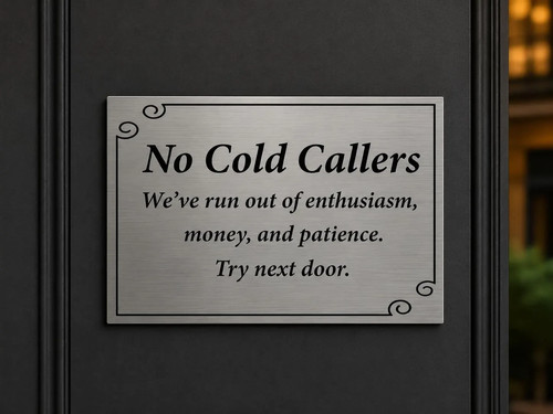 Cold callers sign brushed - cold,