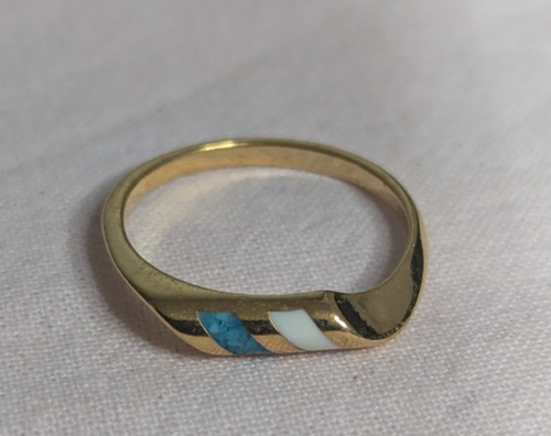 Turquoise white inlay band - turquoise,