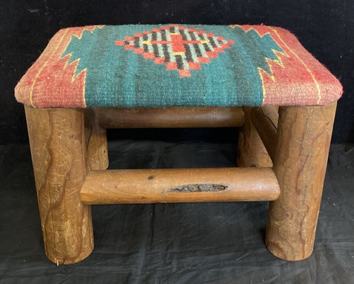 Rustic log stool handtied - rustic, 11"