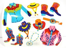 10 Jumbo COWGIRL STICKERS Frances Meyer FMI hat boot shirt bolo tie scrapbooking