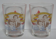 A Pair of Vintage 1981 Royal Wedding Charles & Diana Drinking Glasses 9cm x 6cm.