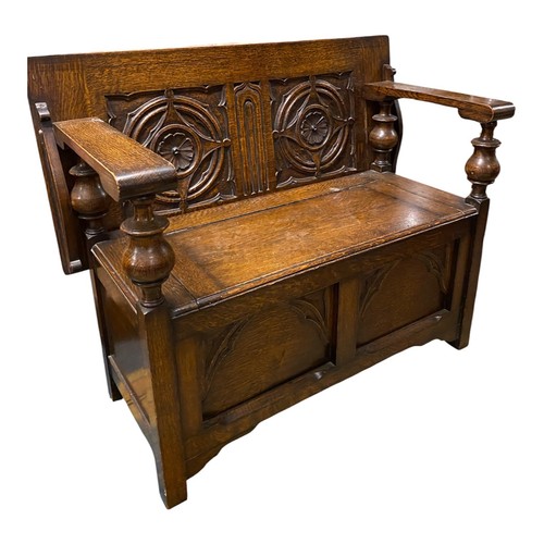 Vintage oak monks bench - oak,