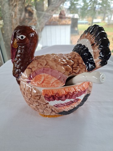 Vintage ceramic turkey soup - turkey,