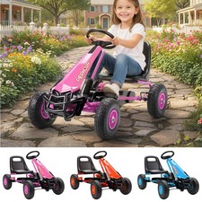 Kids Pedal Go Kart, Go Cart w/ Adjustable Seat, EVA Tyres, for 3-8 Years