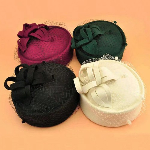Royal pillbox hat - royal, veil