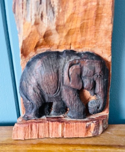 Hand carved wooden elephant - carved,