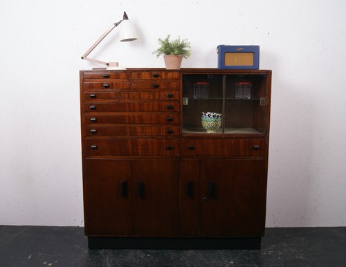 Vintage wooden medical cabinet - wooden,