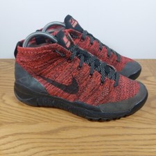 Nike Flyknit Chukka FSB Black Red Mens Trainers UK 6 Sports Shoes Used 