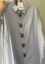 Sister Jane Poplin Shirt With Cherry Jewel Detail Size M+