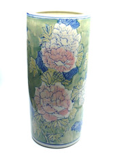 15 " Chinese porcelain umbrella stand, hand painted flowers,  pink  / VASE