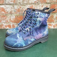 Dr Martens Castel Boots Women’s UK 6 Blue Pink Acid Wash Denim Tie-Dye Rare