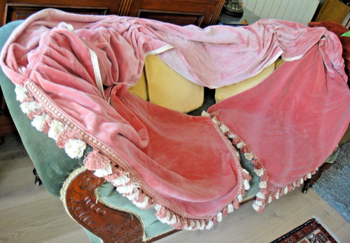 Vintage pink cotton velvet - cotton,