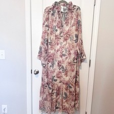 H&M Conscious Collection Chiffon Floral Semi-Sheer Maxi Dress NWT Size XL