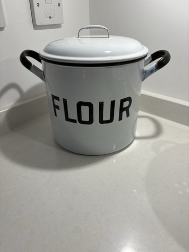 Vintage english enamel flour - vintage,