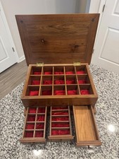 Vintage Inlaid Marquetry Parquet Trinket Dresser Wood Box Jewelry Chest Inlay