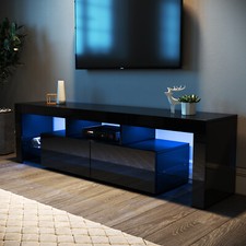 TV Stand 160cm High Gloss TV Unit Cabinet Sideboard With LED Light & Drawers