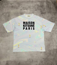 Maison Kitsune Multicolor Oversized Hologram Fox Print T Shirt Size M