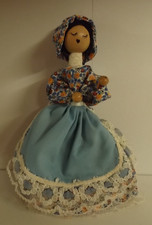 Vintage wooden / peg doll on wooden base - good condition 15cm / 6"