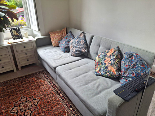 Ikea green fabric sofa - ikea,