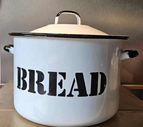 Vintage enamel bread bin - bread,