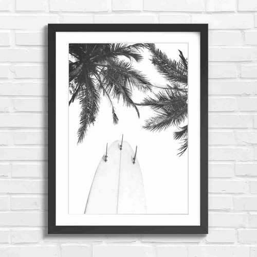 Vintage surfboard under - surfboard, palm