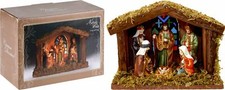 Battery Operated Light Up LED Nativity Stable and Figurines Set