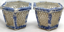 PAIR Antique Blue Hexagon