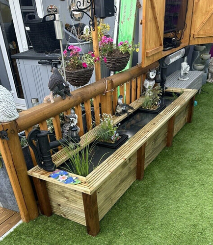 Long slim garden pond seat - slim,
