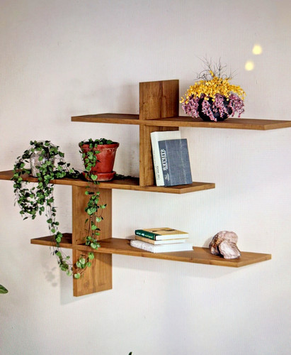 Floating oak shelf unit - oak, 3