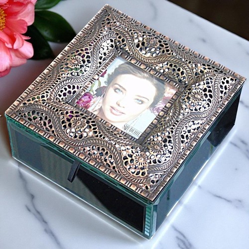 Mirrored glass jewellery box - mirrored,