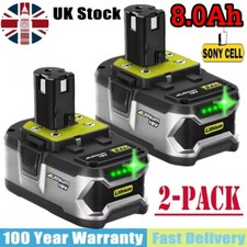 2 PACK For Ryobi 18V Battery 8.0Ah BPP-1817M 1815 P108 RB18l13 RB18l50 P107 Tool