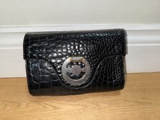 TOBIAS VINTAGE BLACK CROCODILE SKIN CLUTCH BAG